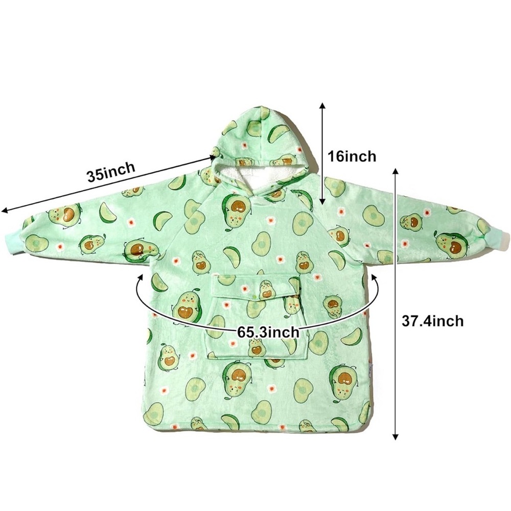 Avocado Print Oversized Hoodie Blanket - Picture 2 of 4